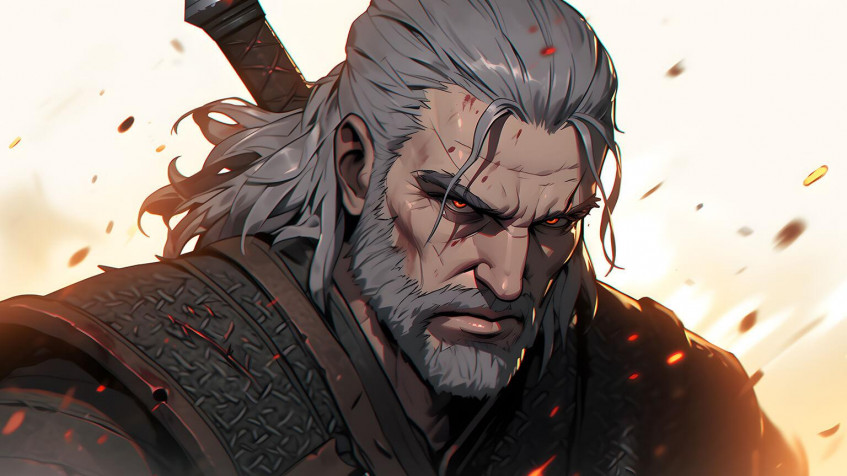 Cartoon The Witcher Desktop HD Background 1536x864px