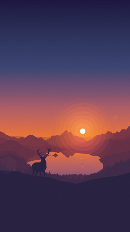 Cartoon Sunset Phone Wallpaper 1242x2208px