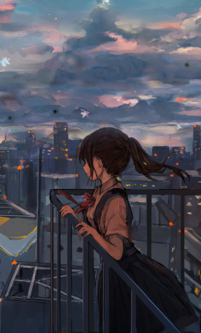 Alone Anime Girl Pc Phone Background 1280x2120px