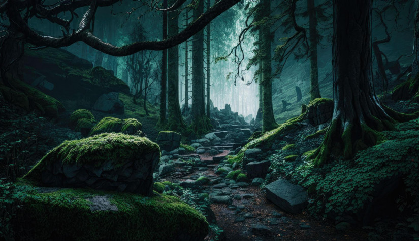 Dark Forest Desktop HD Background 1920x1108px