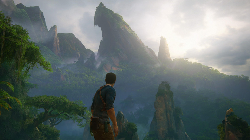 man standing near rock cliff wallpaper Uncharted 4 3840x2160px