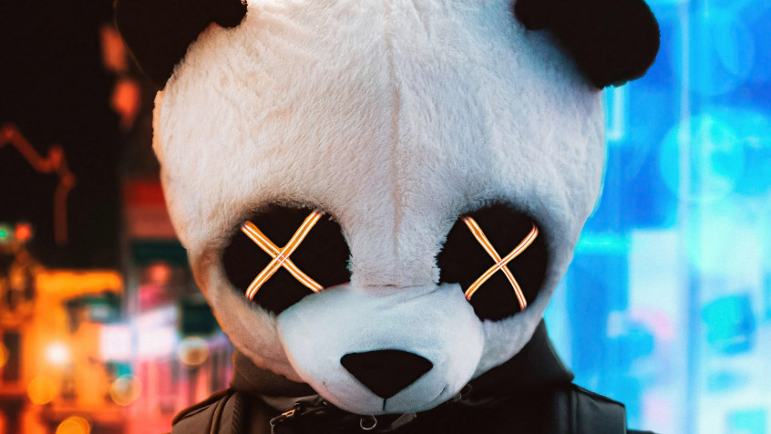 Panda Mask Background Image 2048x1152px