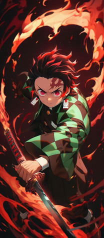 Tanjiro Kamado Phone Background 1079x2460px