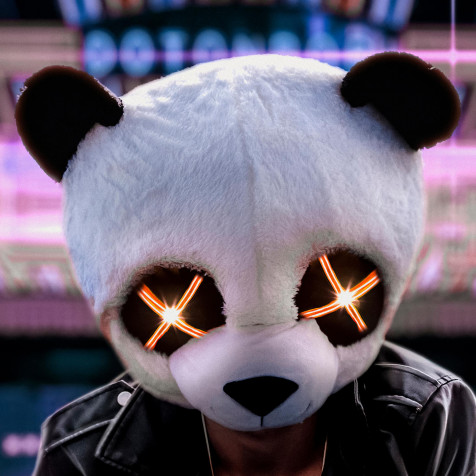 Panda Mask Phone HD Background 2048x2048px