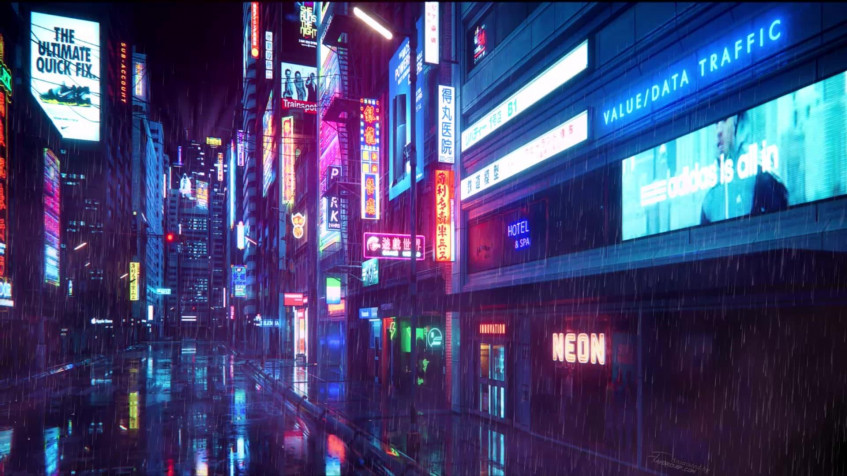 Neon City Full HD 1080p Wallpaper 1920x1080px