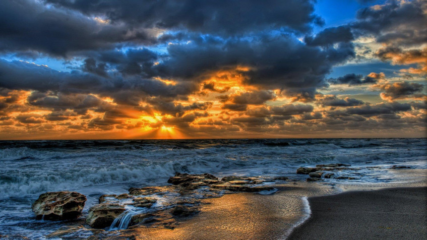 Ocean Sunset Full HD 1080p Wallpaper 1920x1080px