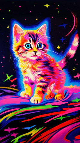 Neon Cat Mobile Background 800x1427px