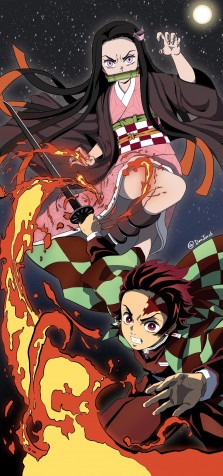 Tanjiro And Nezuko iPhone Wallpaper 1831x3906px