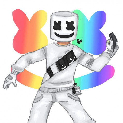 Cartoon Marshmello Phone HD Background 1024x1024px