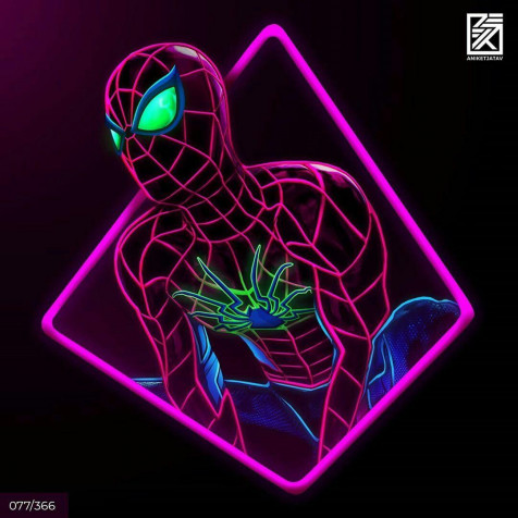 Neon Spider Man Mobile Background 1080x1080px