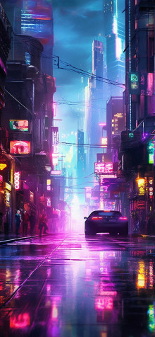 Neon City Wallpaper for Mobile 1183x2560px