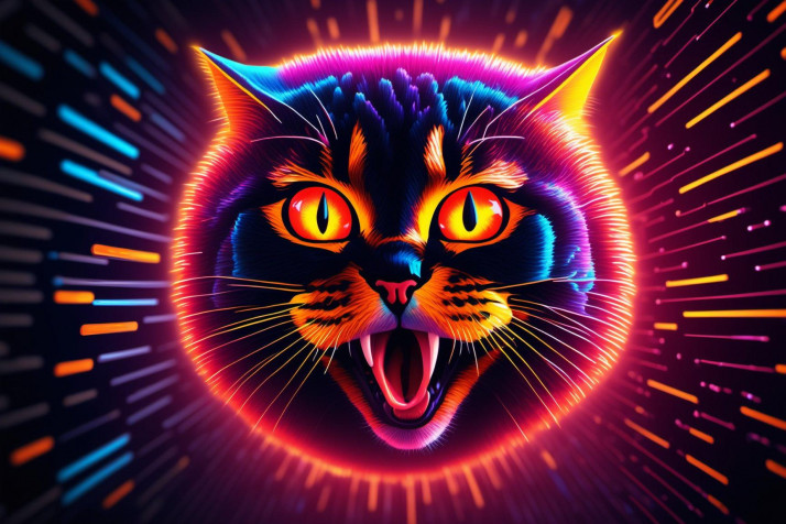 Neon Cat Laptop Background 1728x1152px