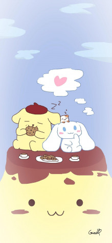 Pompompurin iPhone 13 Mini Wallpaper 1080x2340px