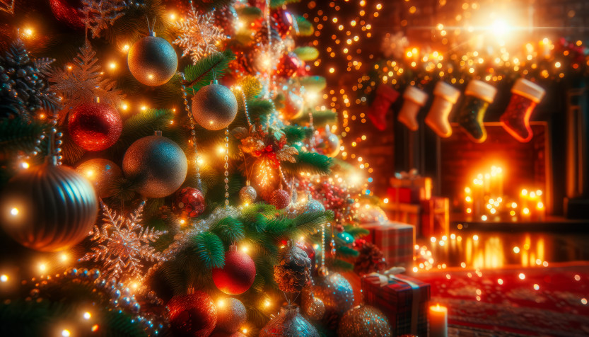 Christmas Tree Desktop HD Wallpaper 3584x2048px