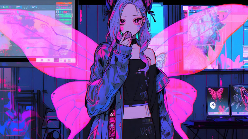 Cyberpunk Laptop Background 1536x864px