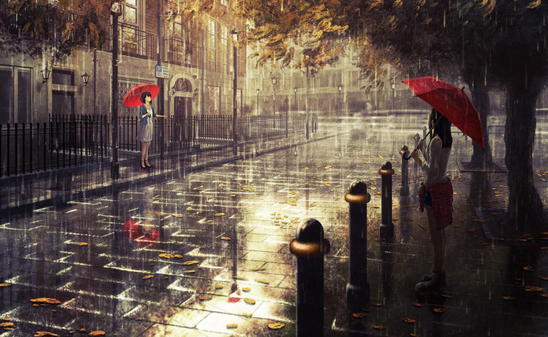 City Rain HD Background 1750x1080px