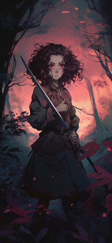 Anime Girl Katana Mobile Background 1183x2560px