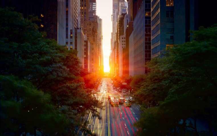 Manhattanhenge Widescreen HD Wallpaper 1920x1200px