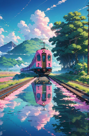 Anime Train Phone Background 1008x1536px