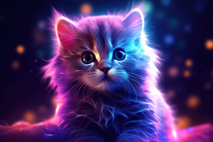 Neon Cat MacBook Background 2210x1473px