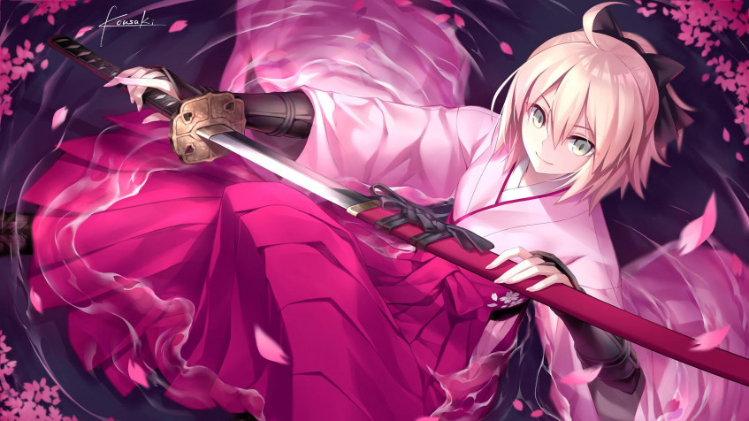 Anime Girl Katana Full HD 1080p Wallpaper 1920x1080px