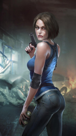 Jill Valentine Phone HD Background 1080x1920px