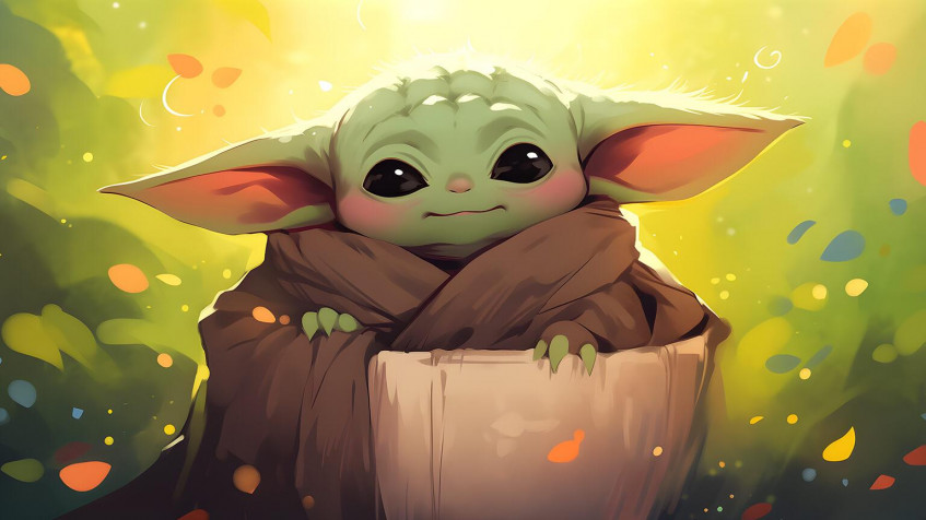 Baby Yoda Desktop Background 1536x864px