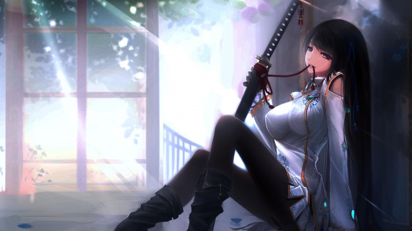 Anime Girl Katana 4k UHD Wallpaper 3840x2160px