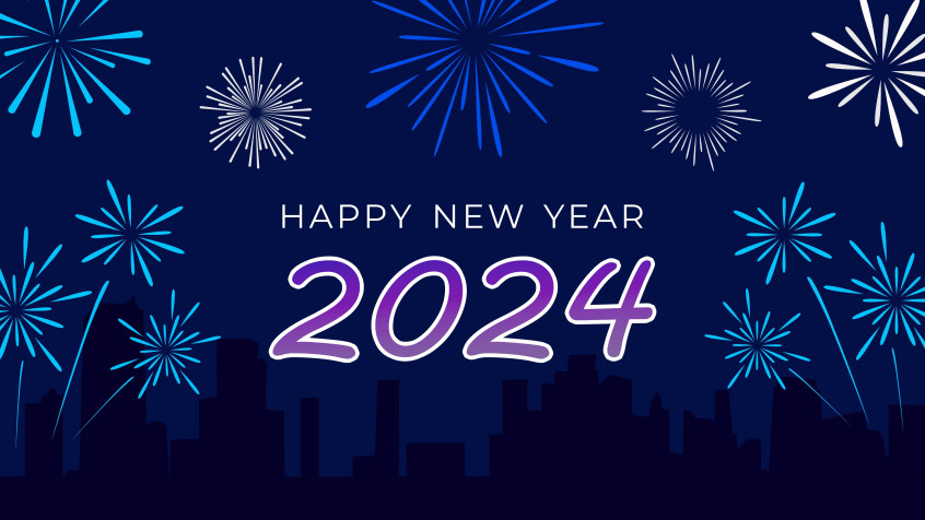 Happy New Year 2024 MacBook Wallpaper 7680x4320px