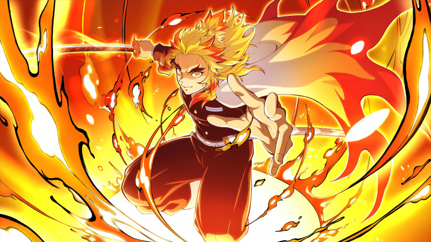 Kyojuro Rengoku 4k UHD Wallpaper 3840x2160px