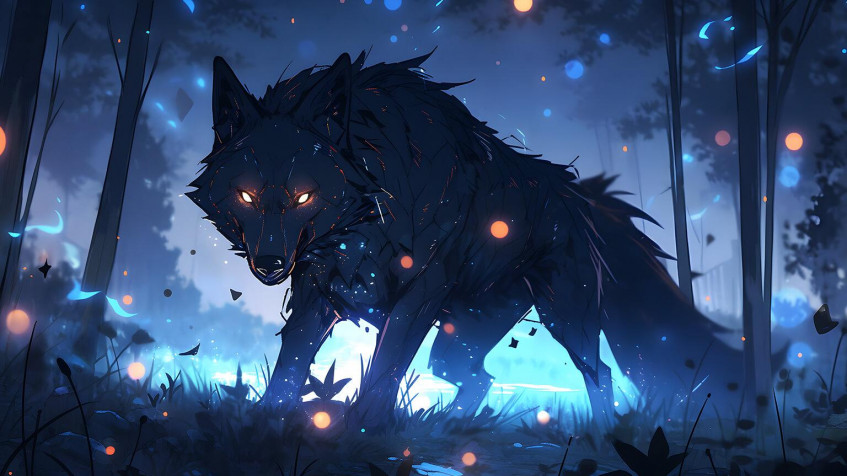 Black Wolf Desktop HD Wallpaper 1536x864px