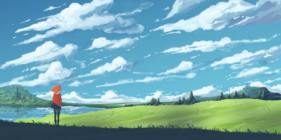 Anime Landscape Desktop HD Background 2362x1181px