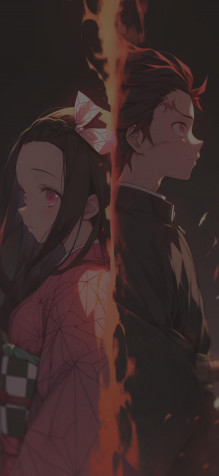 Tanjiro And Nezuko Mobile Background 1463x3171px