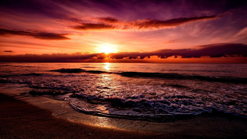 Ocean Sunset Full HD 1080p Wallpaper 1920x1080px