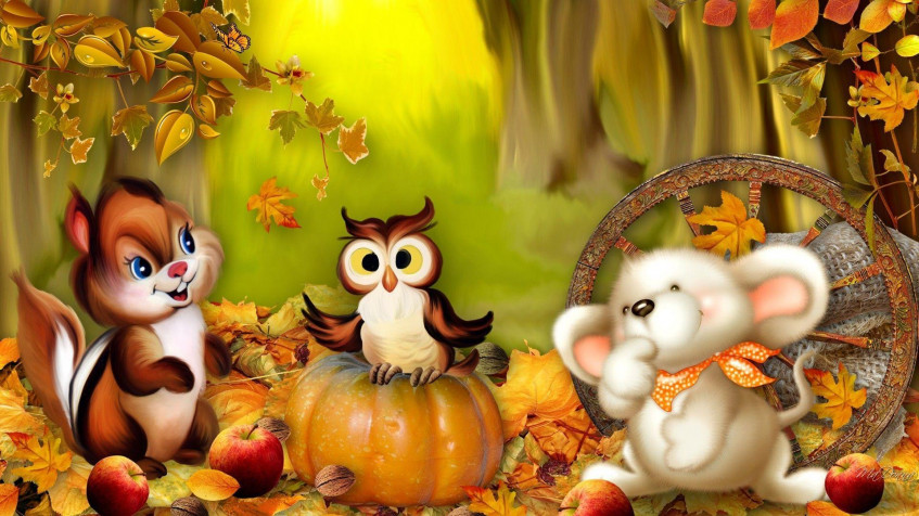 Cute Fall Full HD 1080p Wallpaper 1920x1080px