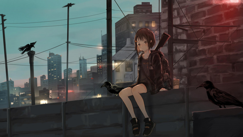 Alone Anime Girl Pc 4k UHD Wallpaper 3840x2160px