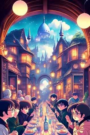 Cartoon Harry Potter Mobile Wallpaper 1024x1536px