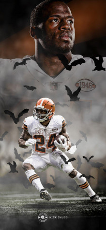 Nick Chubb Wallpaper for iPhone 946x2048px