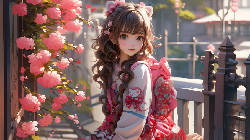 Cute Cartoon Girl Full HD 1080p Wallpaper 1920x1080px