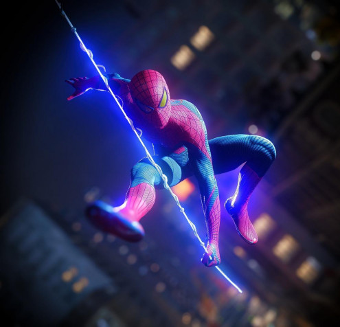 Neon Spider Man Laptop Wallpaper 1123x1080px