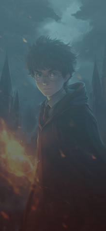 Cartoon Harry Potter iPhone Background 1463x3171px