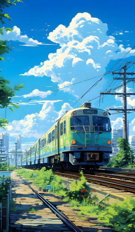 Anime Train iPhone Background 2394x4096px