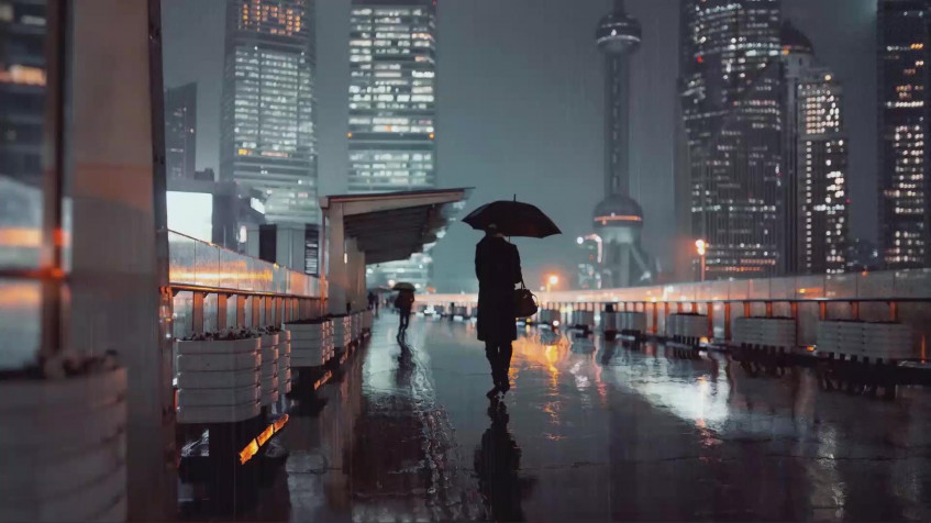 City Rain Full HD 1080p Wallpaper 1920x1080px