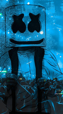 Cartoon Marshmello Phone Background Image 1080x1920px