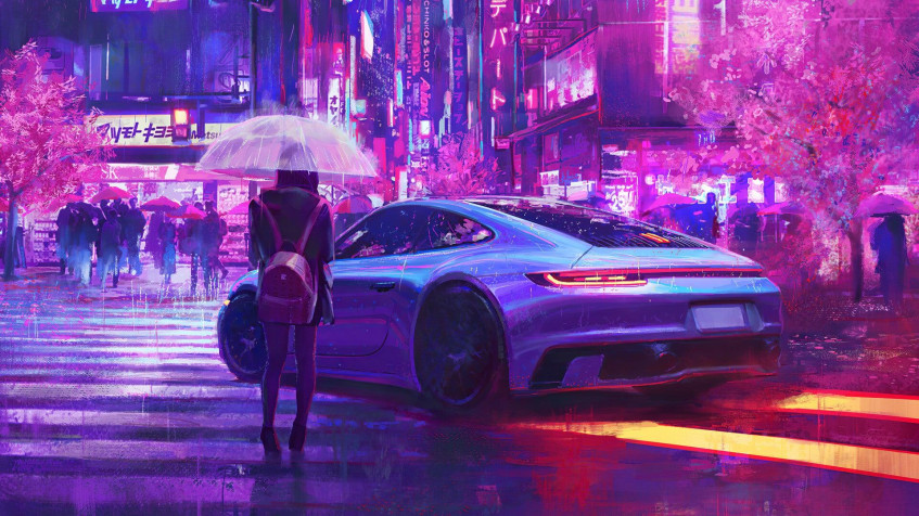 City Rain Full HD 1080p Wallpaper 1920x1080px