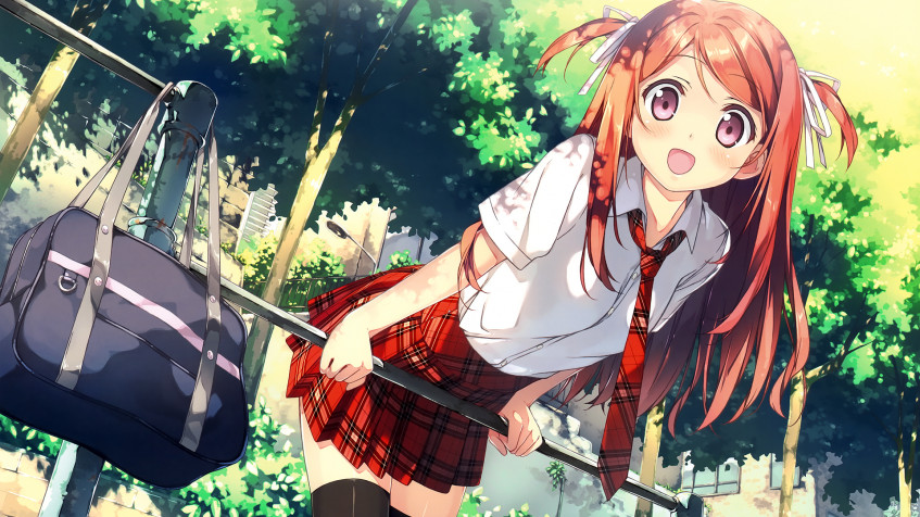 Anime Girl School Uniform Full HD 1080p Wallpaper 1920x1080px