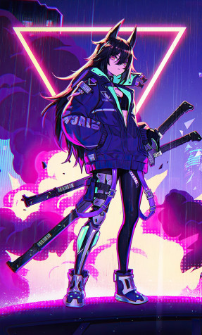 Anime Girl Katana Wallpaper for Mobile 1280x2120px