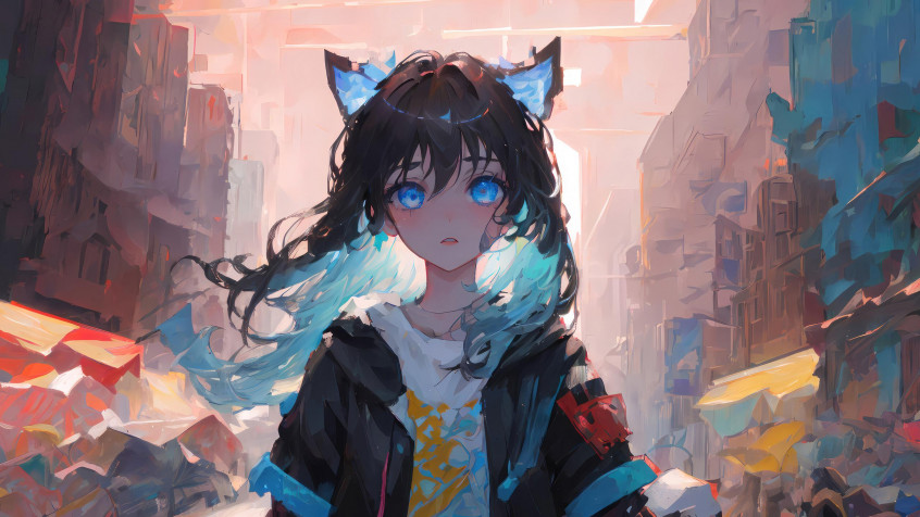 Anime Cat Girl 2k QHD Wallpaper 2560x1440px