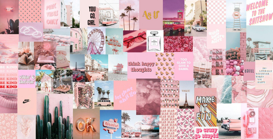 Aesthetic Pink Wallpaper Image 2152x1100px