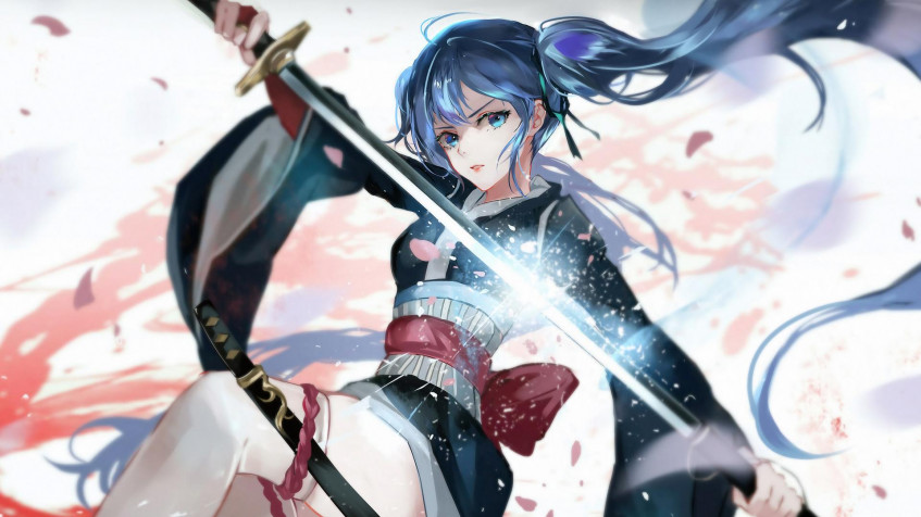 Anime Girl Katana Full HD 1080p Wallpaper 1920x1080px